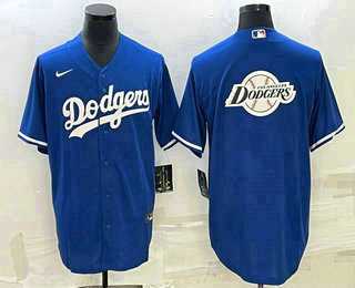 Mens Los Angeles Dodgers Blue Team Big Logo Cool Base Stitched Jersey